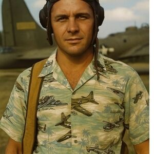 Kalaheo Hawaiian Men's Medium WWII Bomber Aircraft Military Naval Hawaii USA